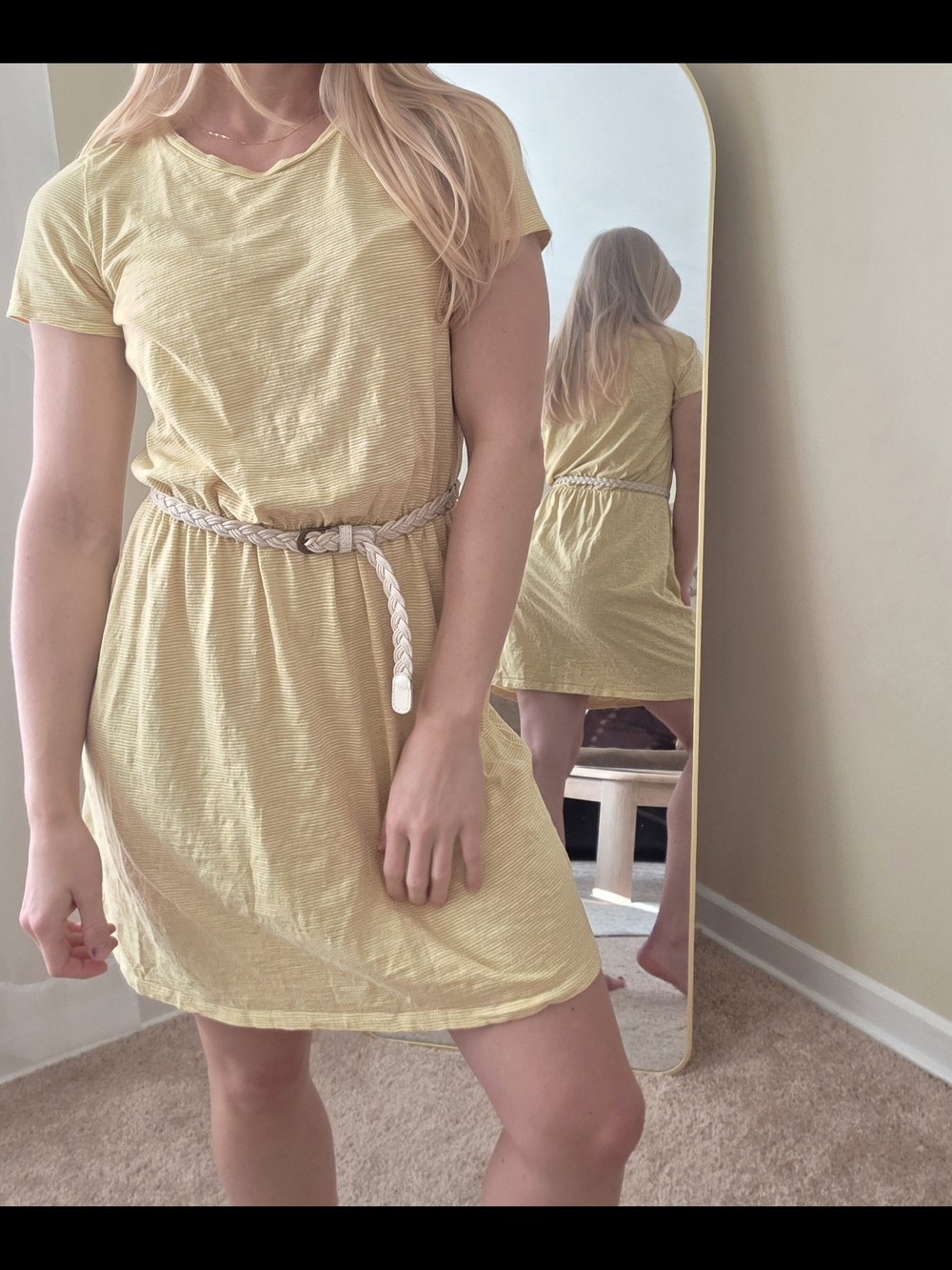 Women's Casual Yellow Short Sleeve Dress